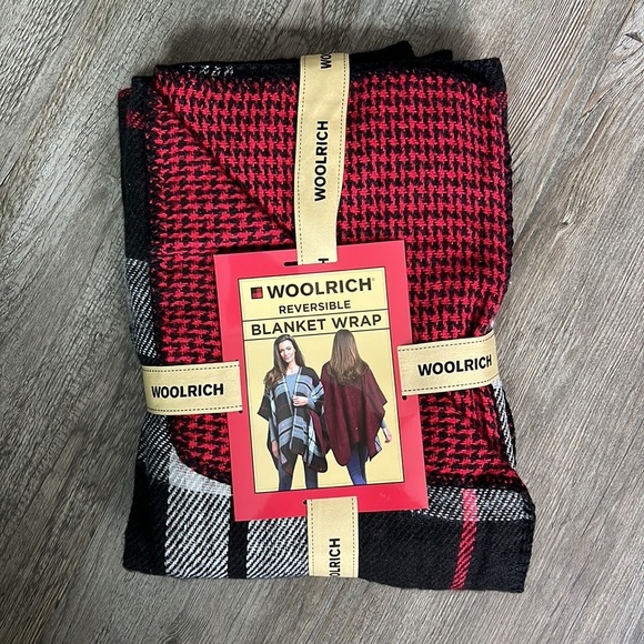 ✨ NWT Woolrich plaid Hounds tooth pattern Reversible Blanket Wrap - Picture 1 of 5